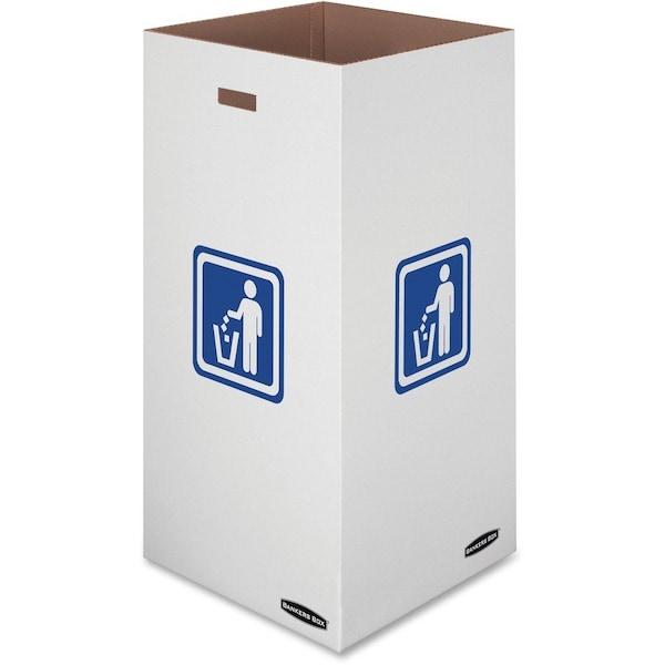 50 gal Square Cardboard Disposable Can, White, 18.4 in, 10 PK